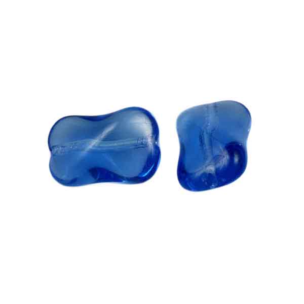 Rechthoekige glaskraal saffier/blauw kleur (geperste glaskralen) - kronkelende glaskralen