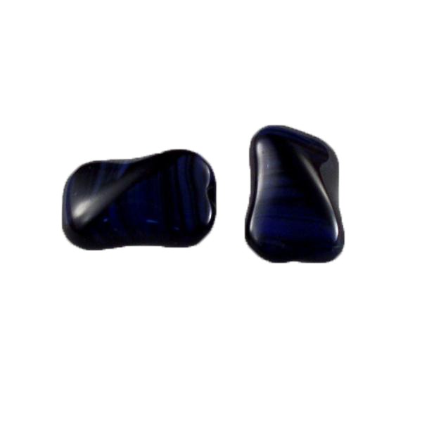 Rechthoekige glaskraal blauw/zwart kleur (geperste glaskralen) - kronkelende glaskralen