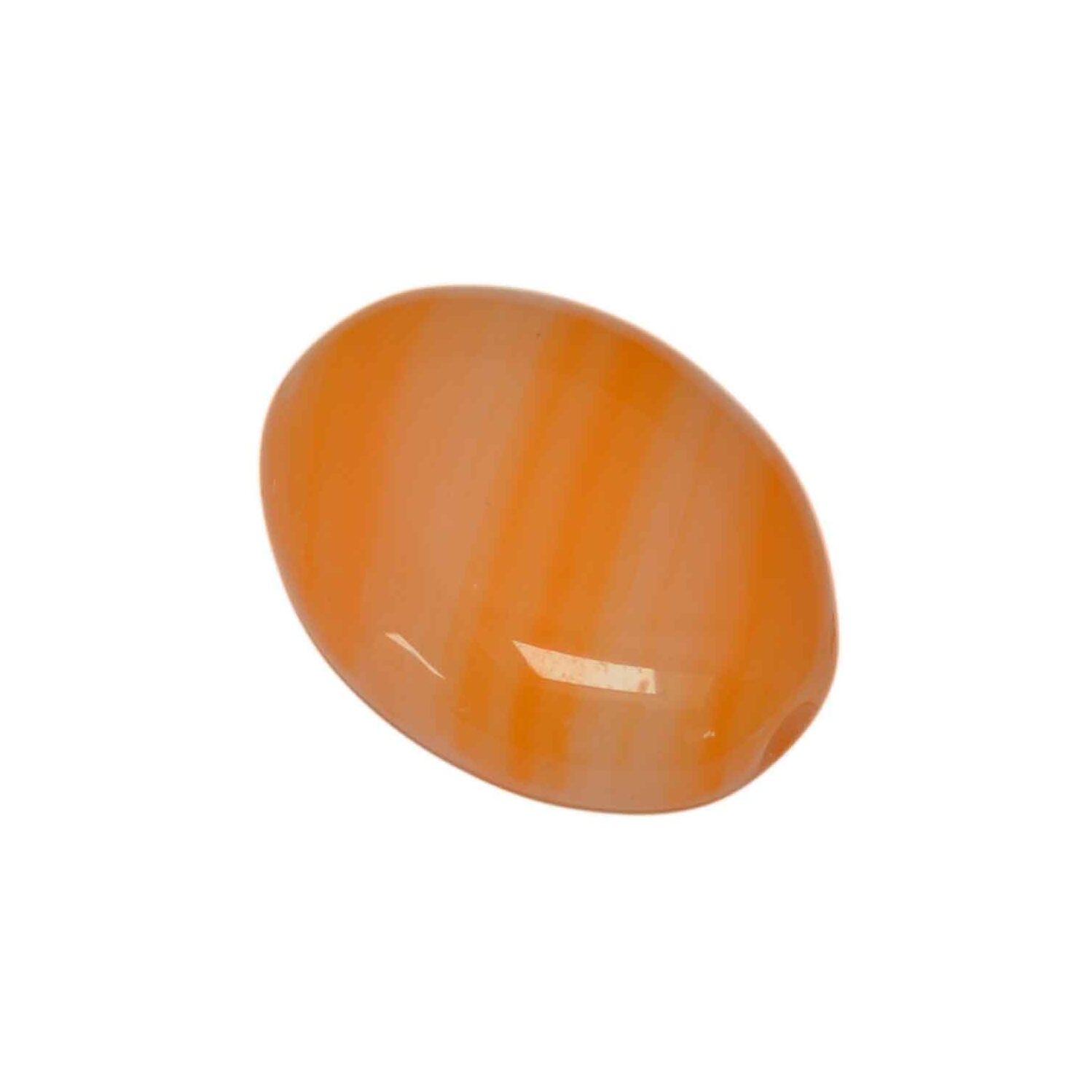 Oranje - witte ovale glaskraal