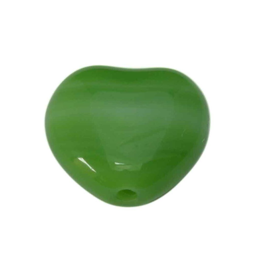 Groene hartvormige glaskraal