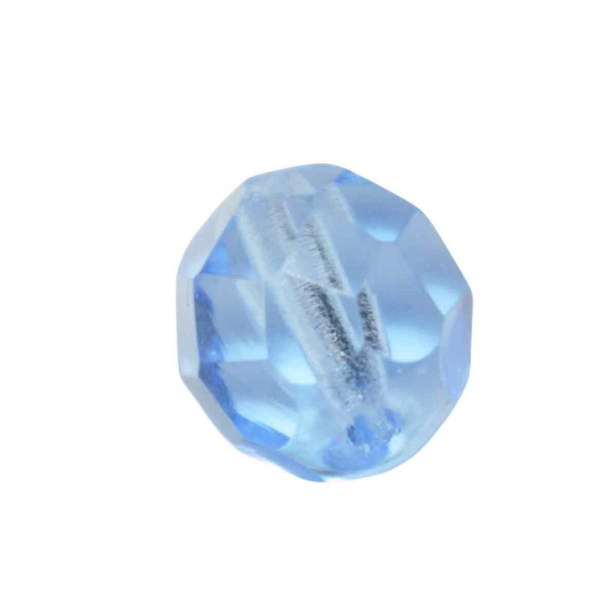 Lichtblauwe facetgeslepen glaskraal