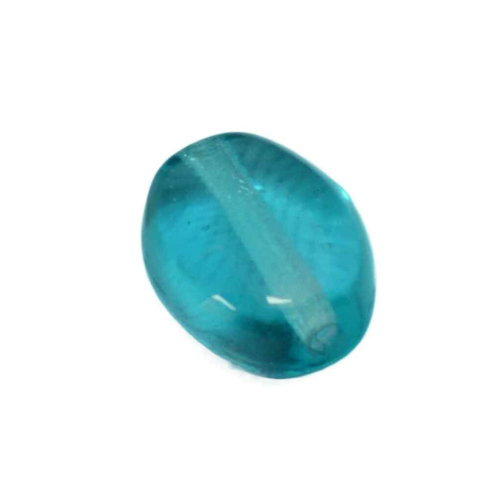Transparante blauwe ovale glaskraal