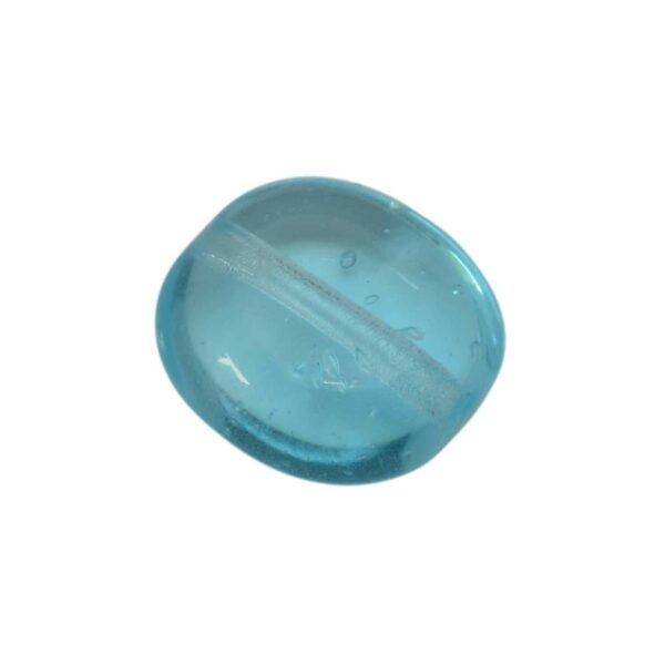 Transparante turquoise ovale glaskraal