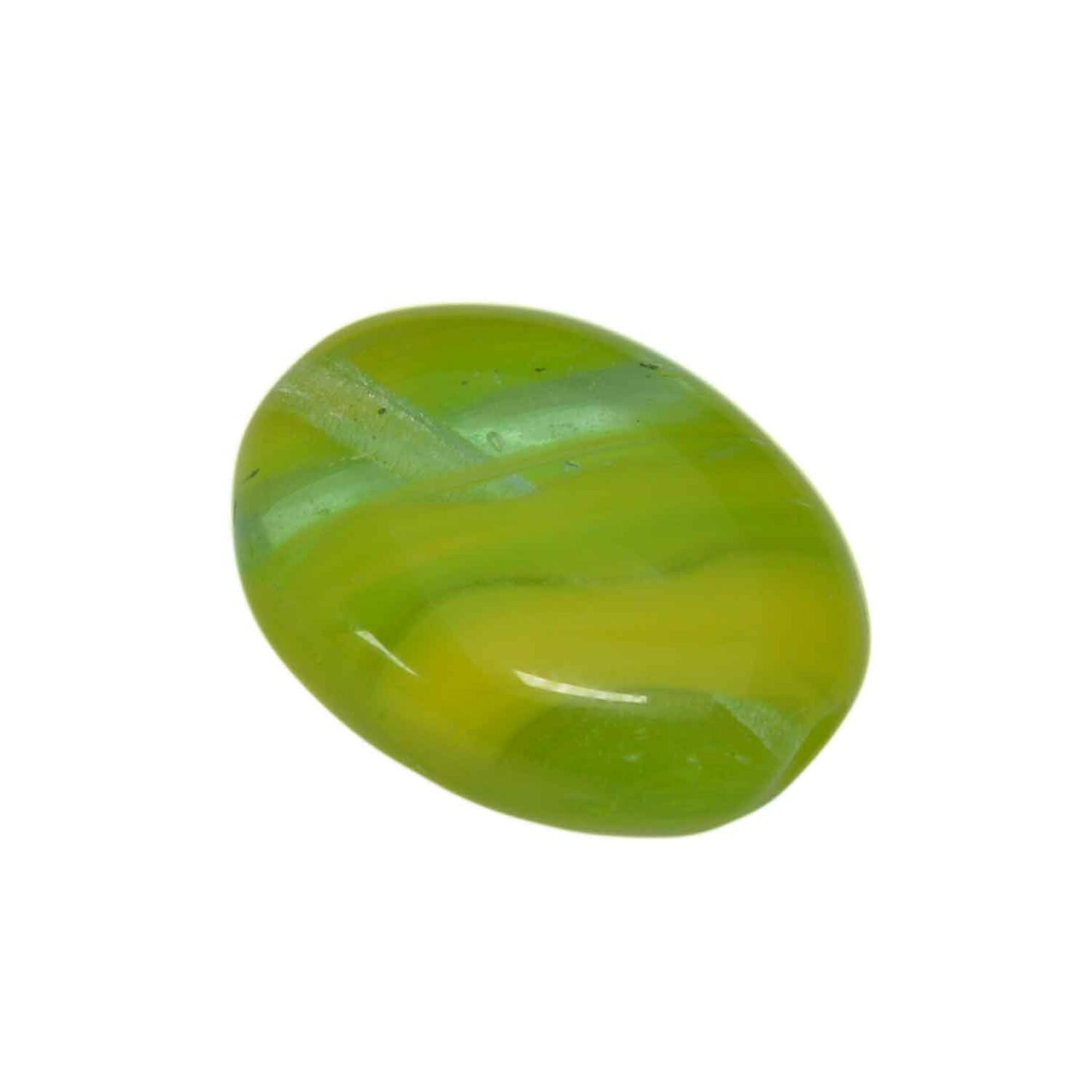 Gele - groene doorzichtige ovale glaskraal