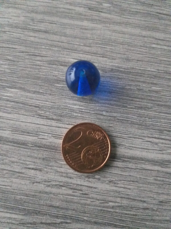 Blauwe transparante ronde glaskraal (2)
