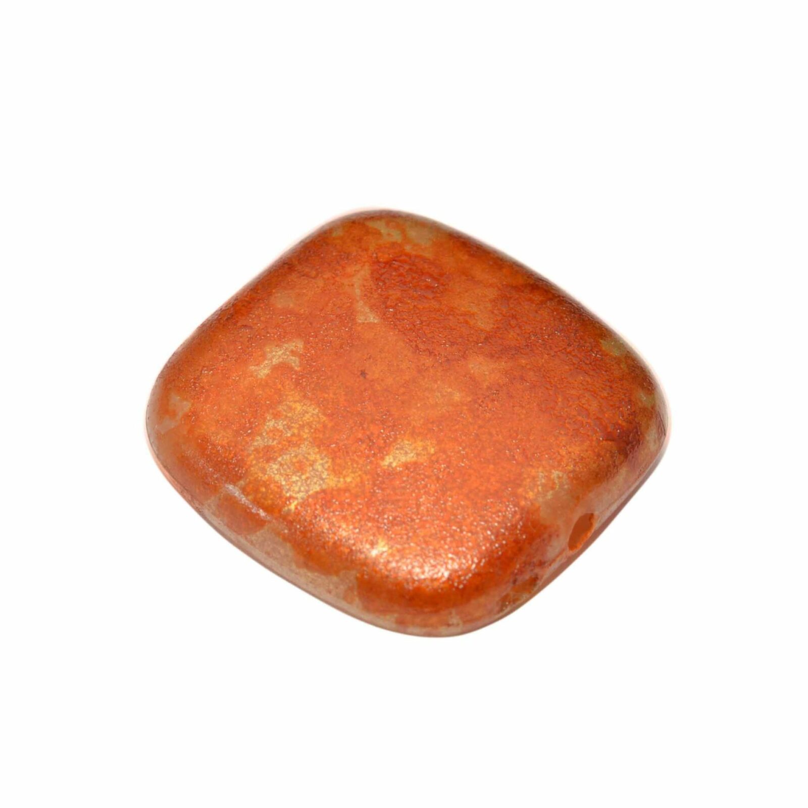 Oranje platte kunststof kraal in de vorm van een vierkant