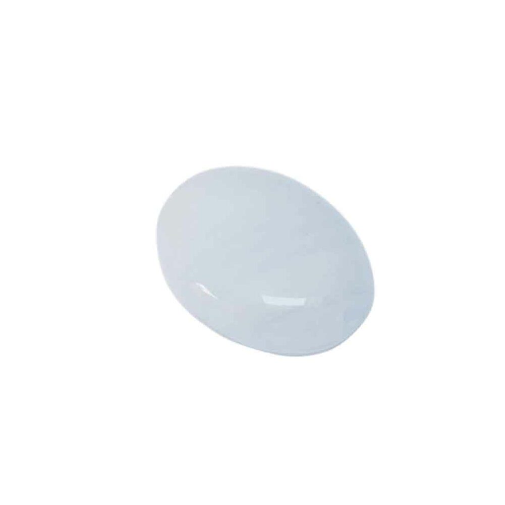 Witte ovale glaskraal met strepen