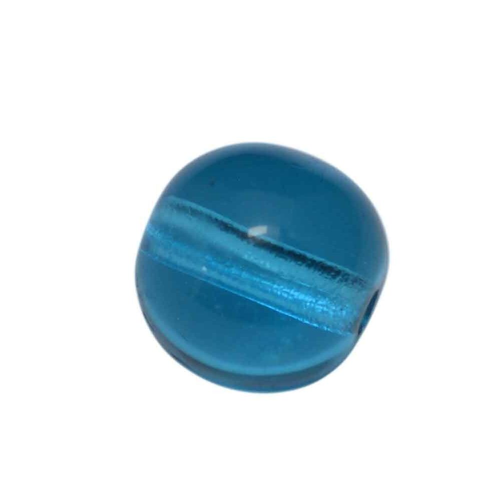 Transparante blauwe ronde glaskraal