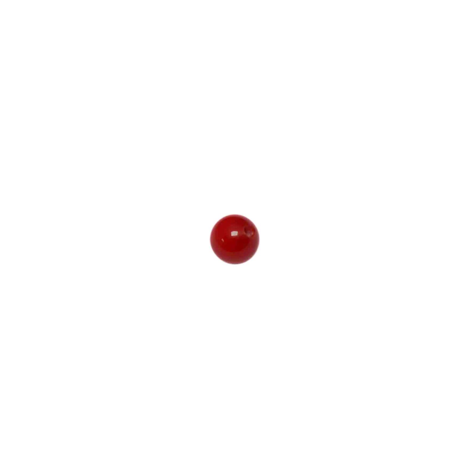 Rode ronde glaskraal met rode strepen
