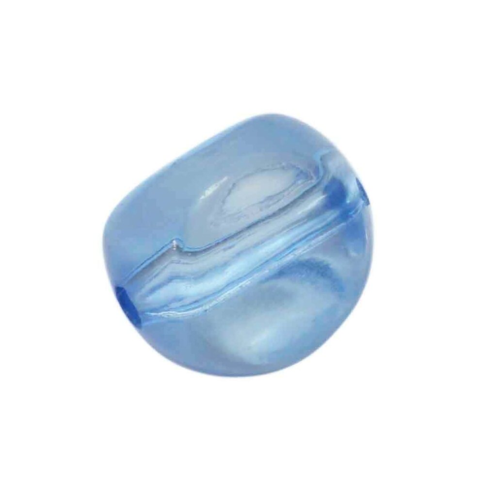 Blauwe ronde kunststof kraal met afgeplat stuk