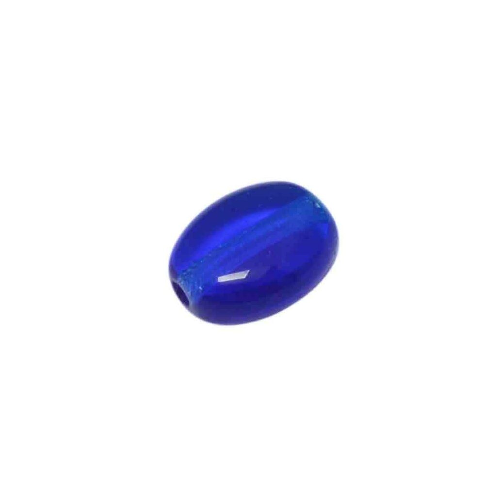 Blauwe ovale glaskraal