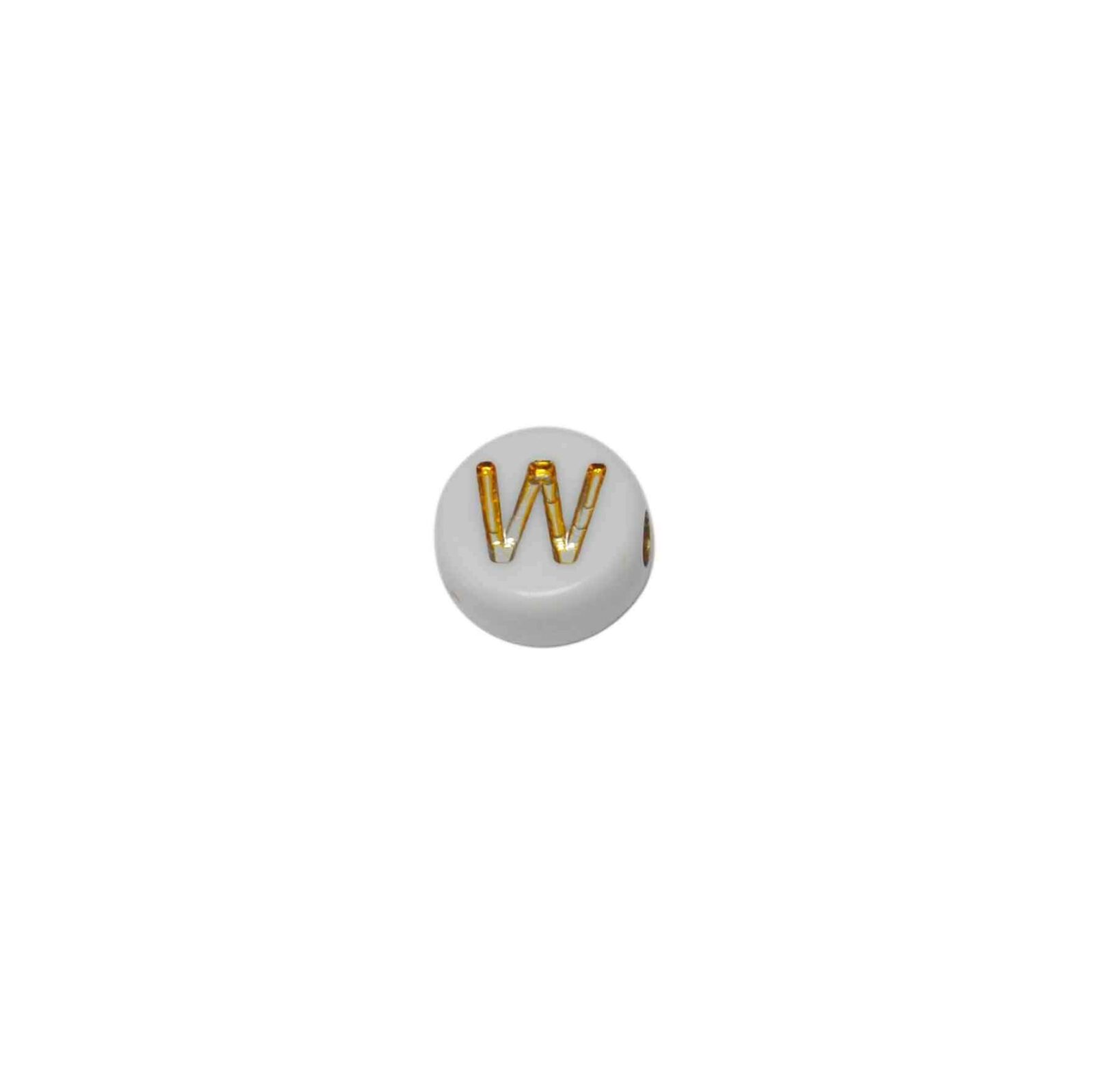 Witte ronde kraal met blinkende letter W