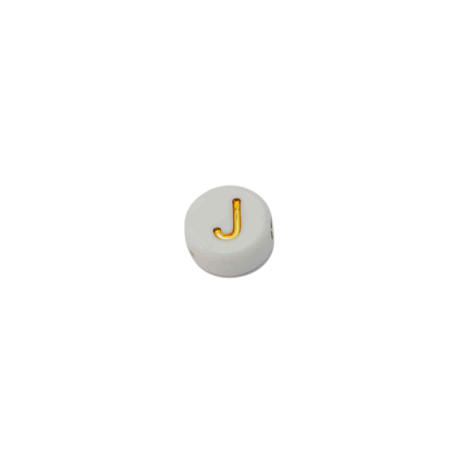Witte ronde kraal met blinkende letter J