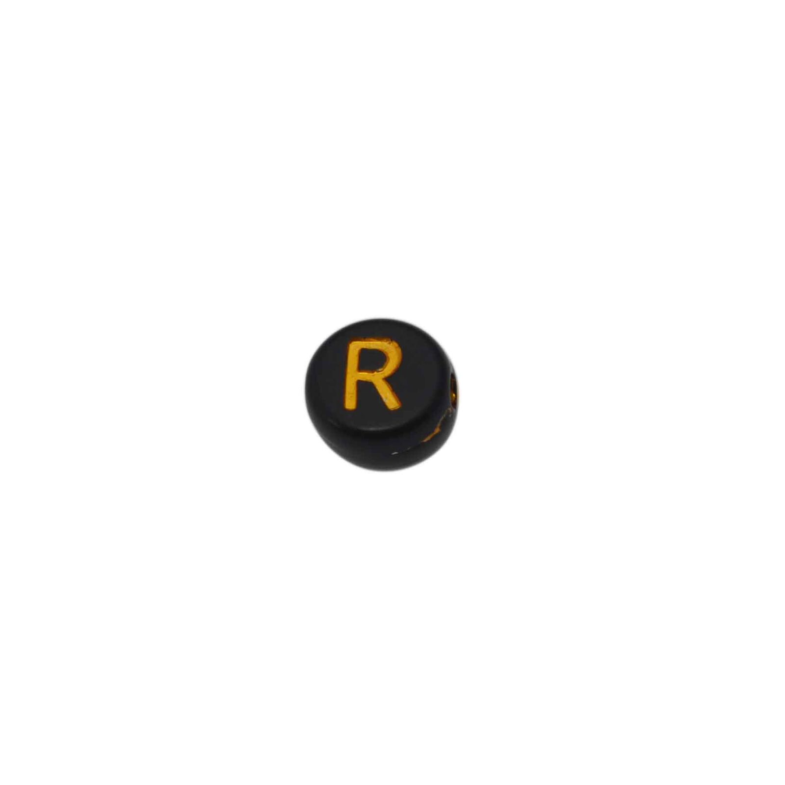 Zwarte ronde letterkraal R
