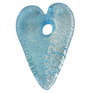 Venetiaanse hartvormige glaskraal blauw