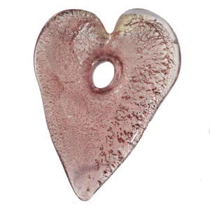 Venetiaanse hartvormige glaskraal amethist