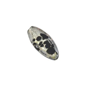 Venetiaanse ovale glaskraal zwart – zilverkleurig