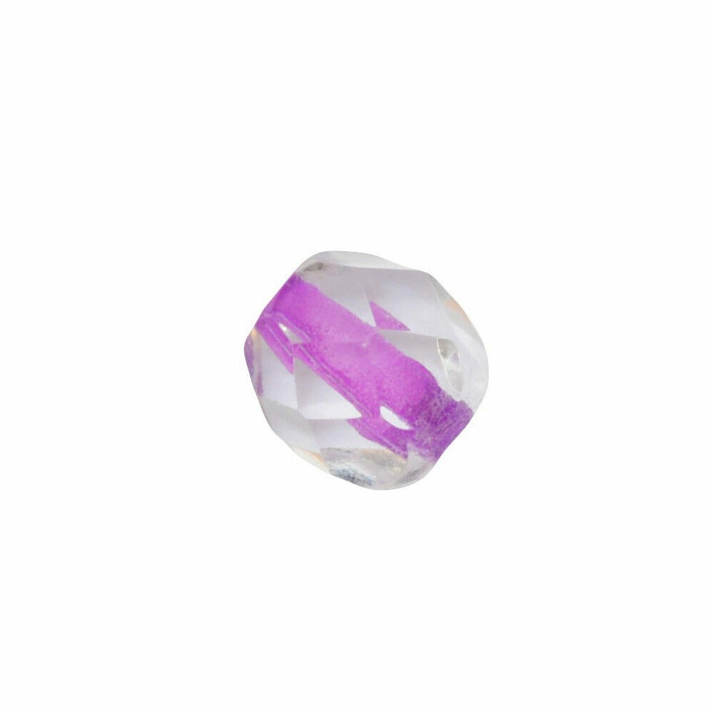 Kristal kleurige facet glaskraal met paarse opvulling
