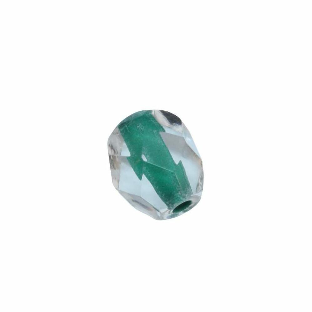 Kristal kleurige facet glaskraal met groene opvulling