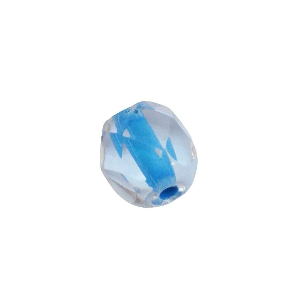 Kristal kleurige facet glaskraal met blauwe opvulling