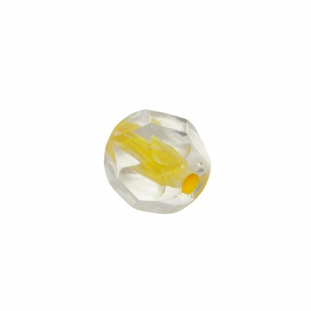 Kristal kleurige facet glaskraal met gele opvulling