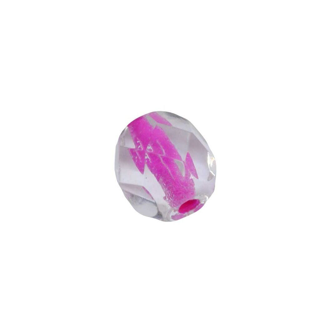 Kristal kleurige facet glaskraal met roze vulling