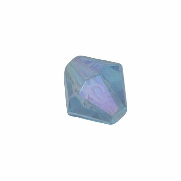 Kristal kleurige bicone kunststof kraal met blauwe schijn en glans