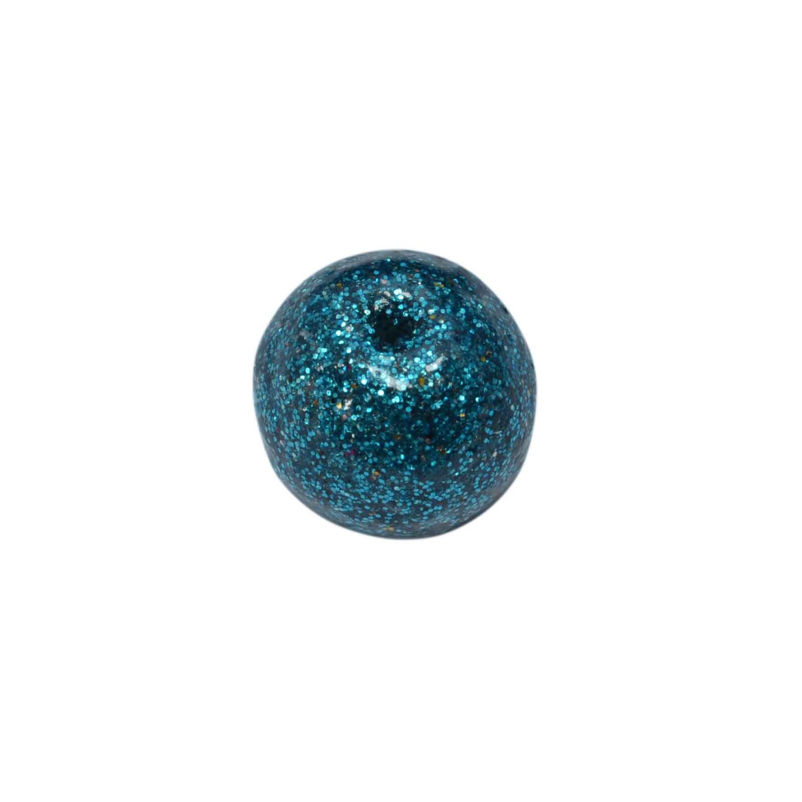 Blauwe ronde kunststof kraal (glitter)