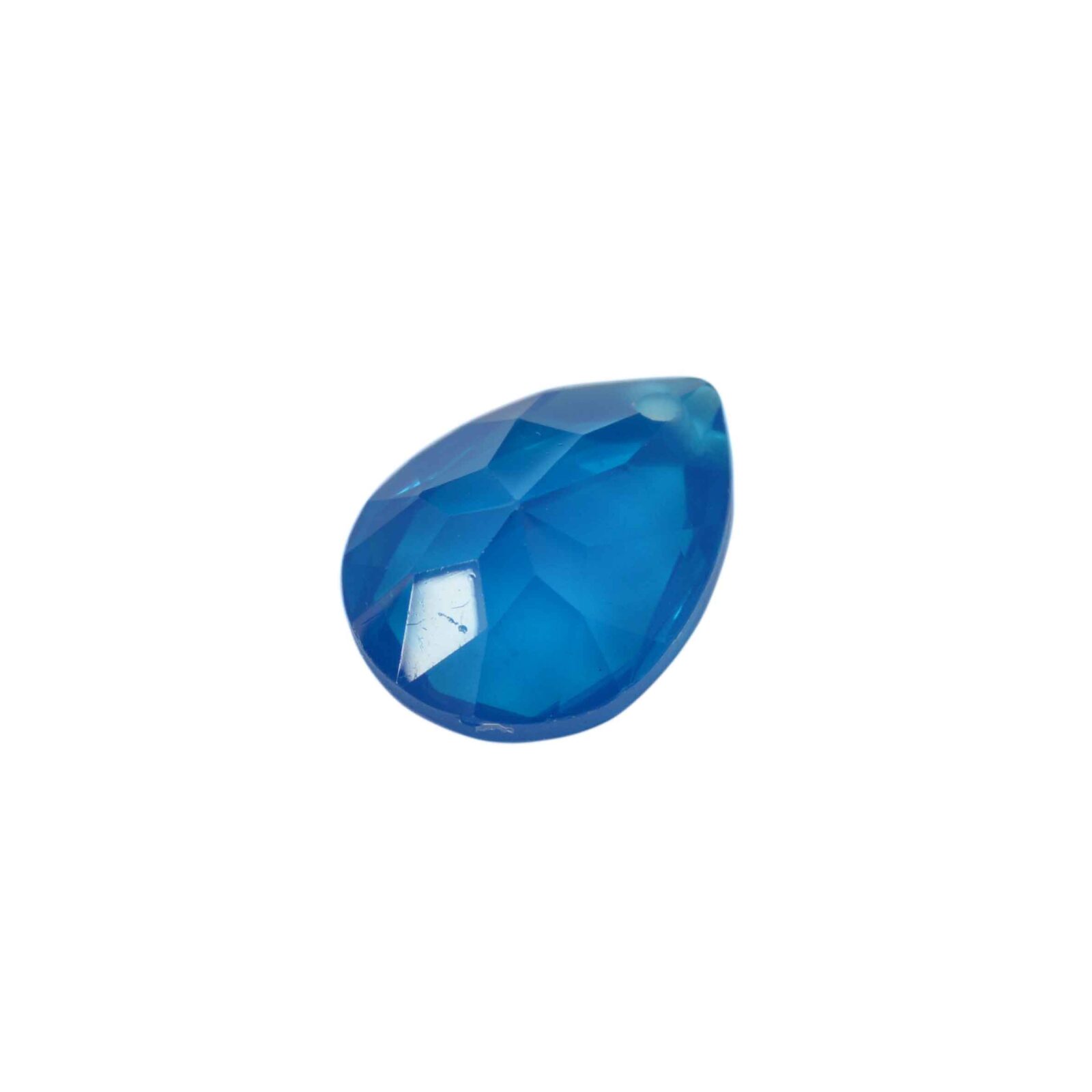 Blauwe kunststof kraal in de vorm van een druppel