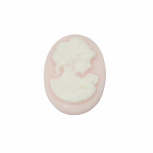 Roze/witte ovale cabochon camee - vrouw