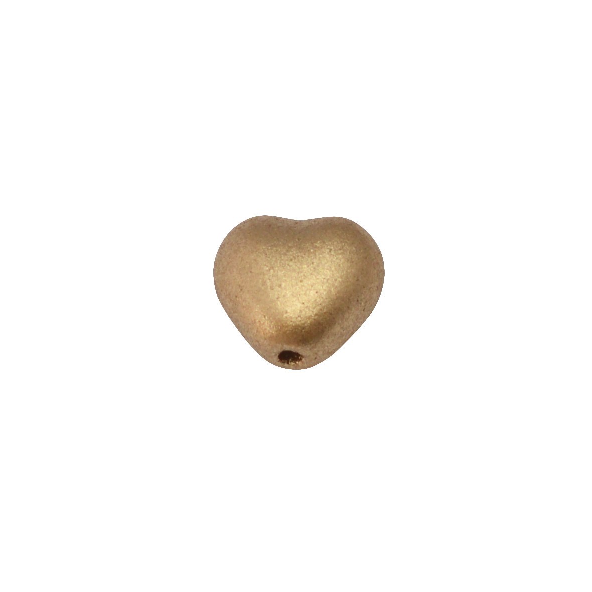 Goudkleurige glaskraal in de vorm van een hart