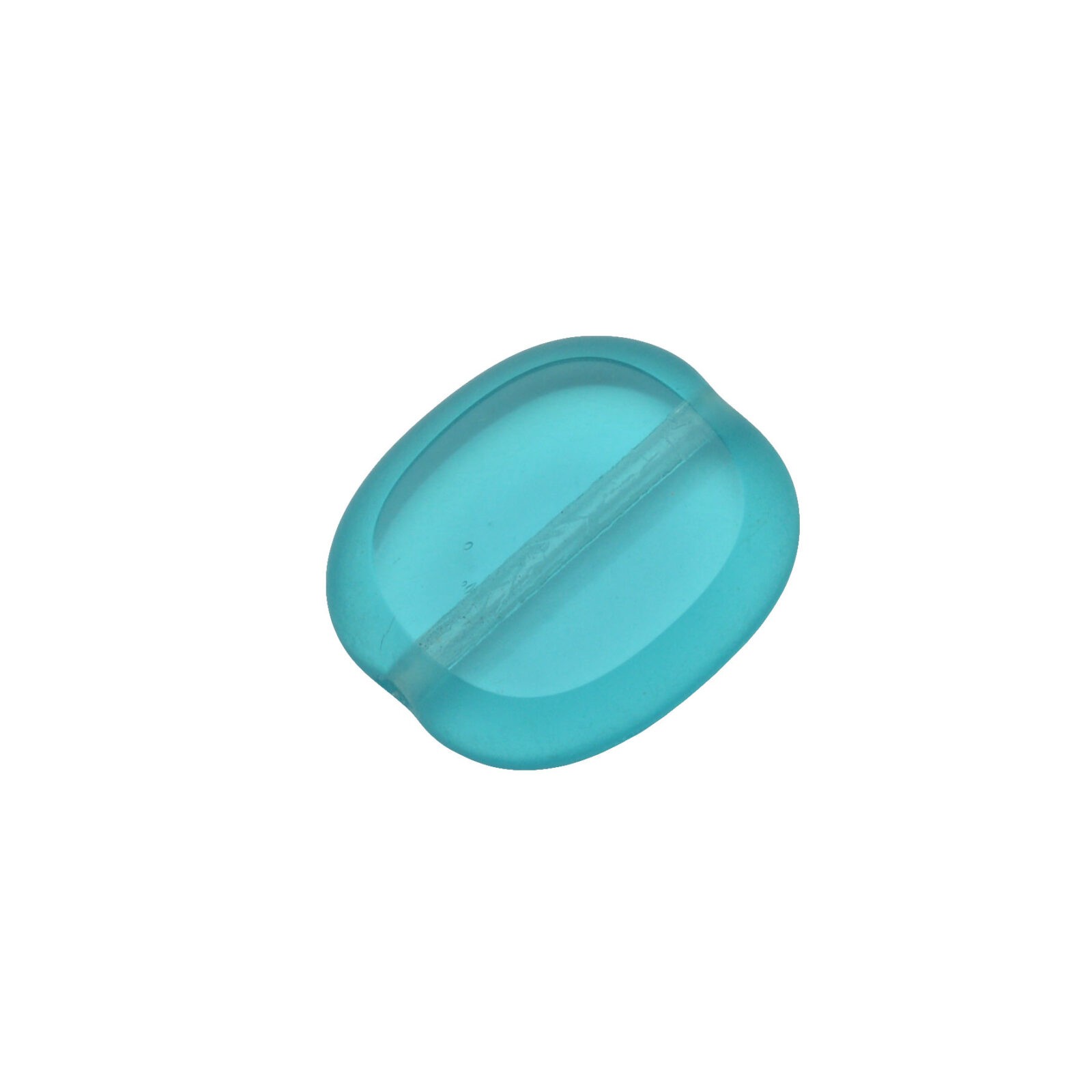 Turquoise ovale glaskraal