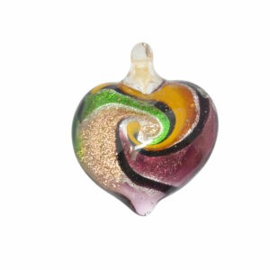 Gele, paarse, groene, zwarte en goudkleurige hartvormige Venetiaanse glaskraal