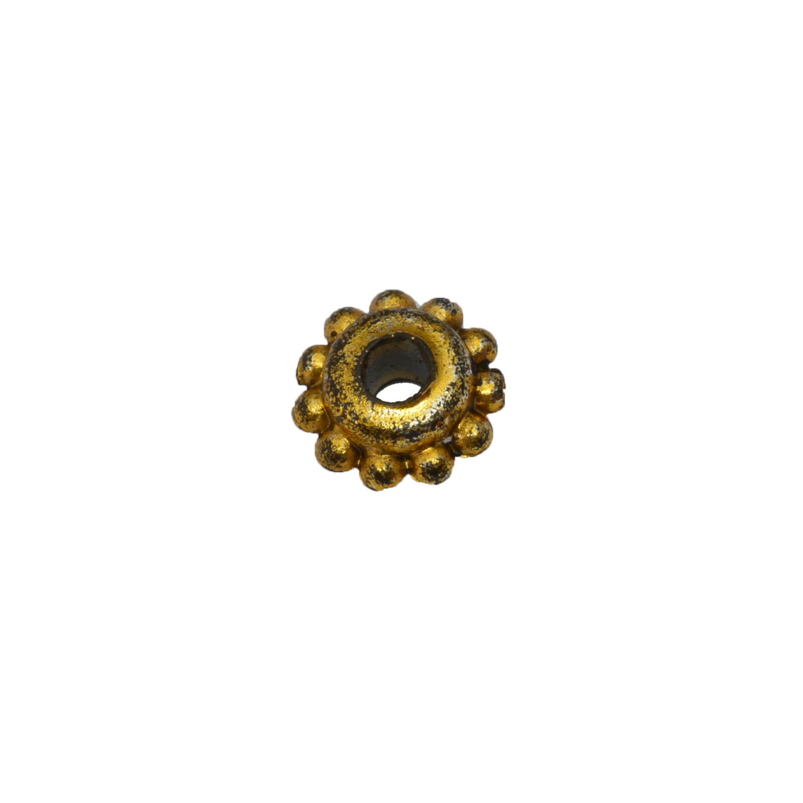 Goudkleurige ronde kunststof kraal (bloem)