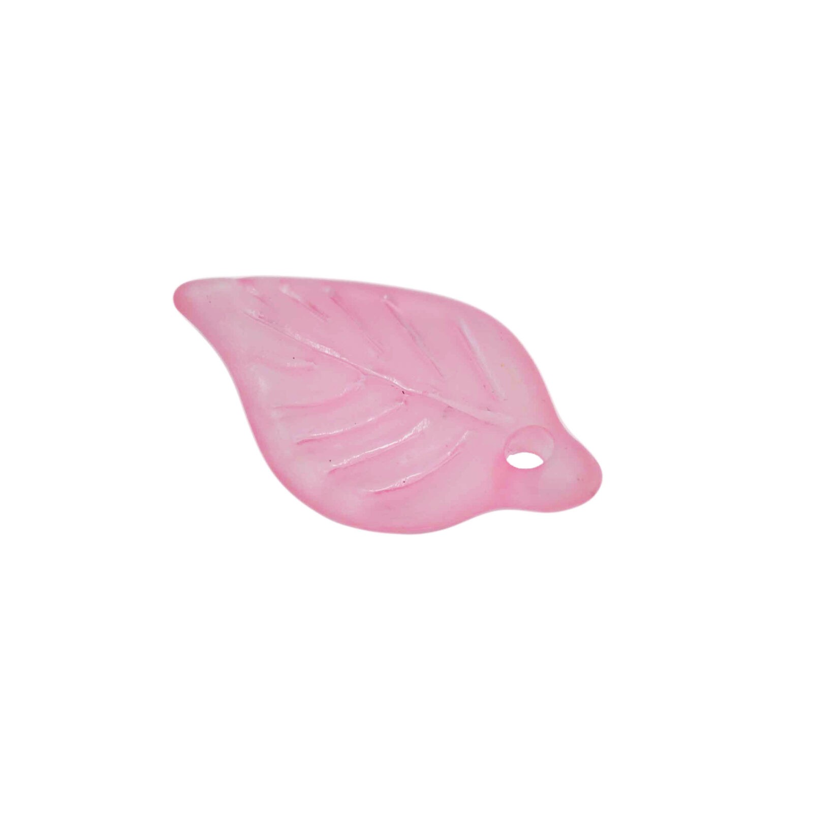 Roze kunststof kraal in de vorm van een veer