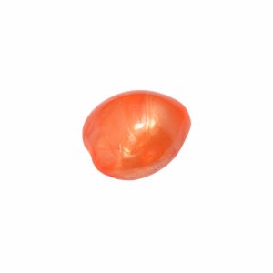Oranje hartvormige acryl kraal met donkeroranje strepen
