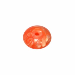 Oranje ronde acryl kraal met donkeroranje strepen