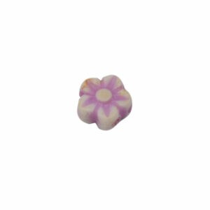 Paarse/witte kunststof kraal in de vorm van een bloem