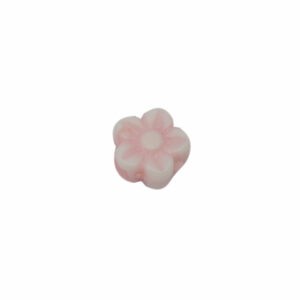 Roze/witte kunststof kraal in de vorm van een bloem