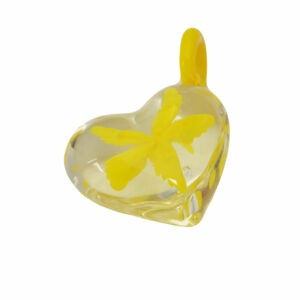 Kristal kleurige/gele Venetiaanse glashanger in de vorm van een hart (bloem)
