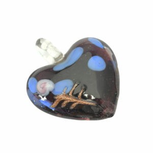 Paarse/blauwe/goudkleurige Venetiaanse glashanger in de vorm van een hart