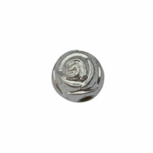 Zilverkleurige ronde kunststof kraal (roos)