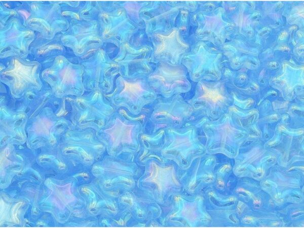 Blauwe glaskraal in de vorm van een ster met glans