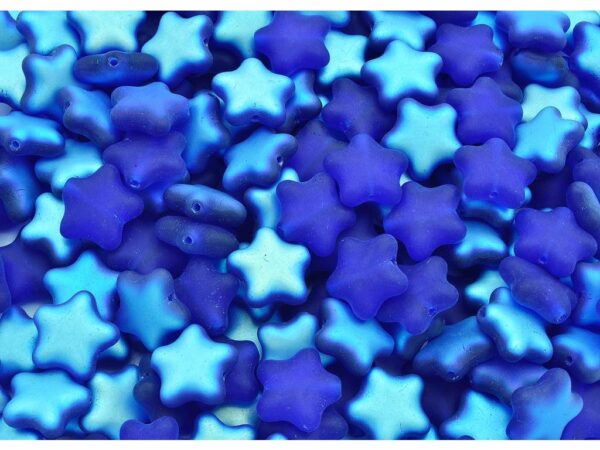 Donkerblauwe glaskraal in de vorm van een ster met glans