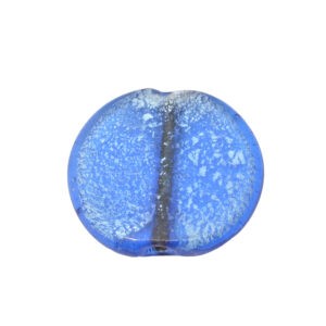 Blauwe/zilverkleurige ronde folie glaskraal