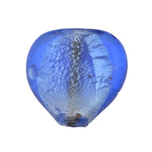 Blauwe/zilverkleurige hartvormige folie glaskraal