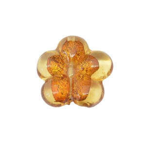 Gele/oranje bloemvormige folie glaskraal