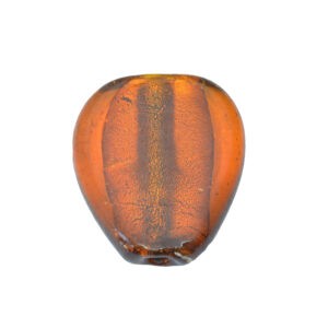 Oranje/bruine hartvormige folie glaskraal