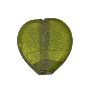 Groene hartvormige folie glaskraal