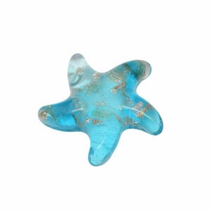 Blauwe/goudkleurige Venetiaanse glaskraal in de vorm van een ster